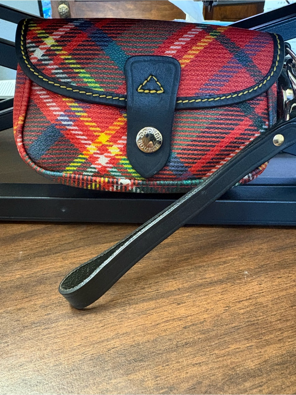 Dooney & Bourke Red Tartan Plaid Flap Wristlet